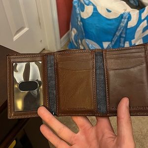 Tommy Hilfiger Brown Leather Wallet with denim lining.